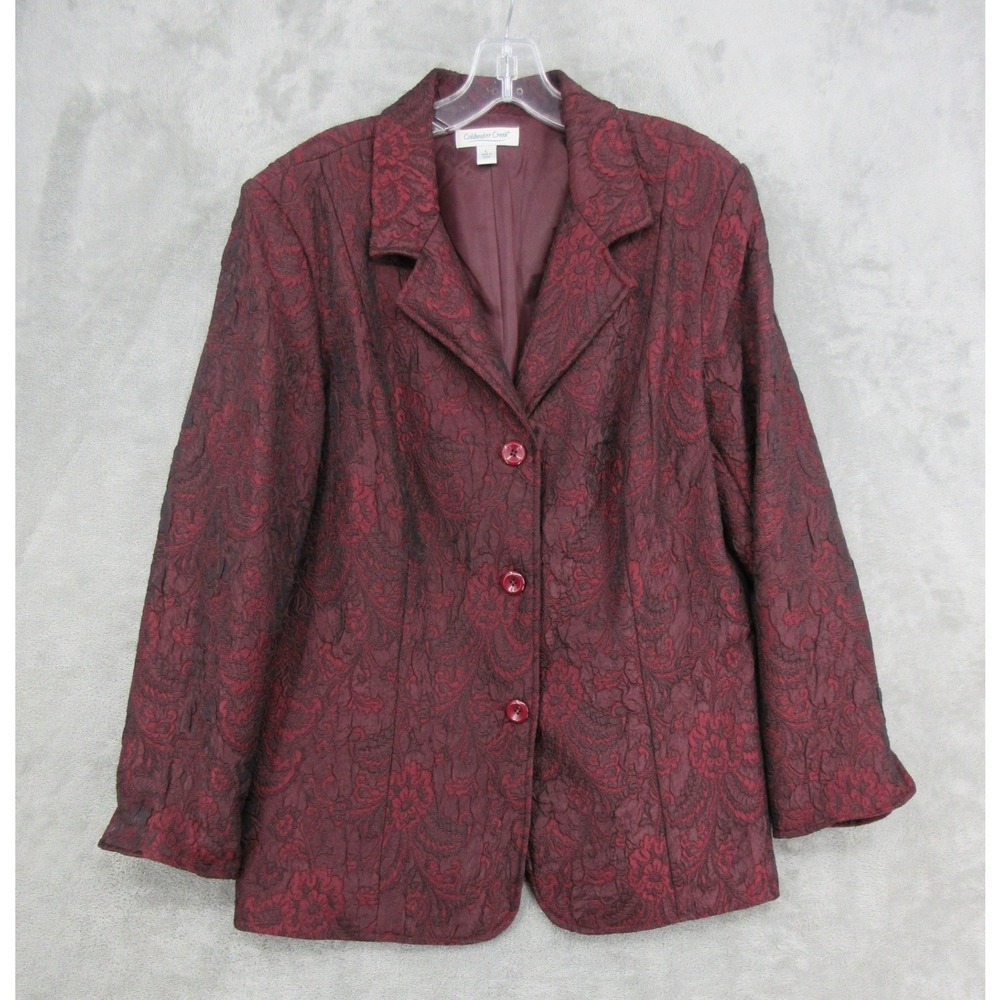 Coldwater Creek Blazer Womens Size L Paisley Jacquard Lace Office Career Evening
